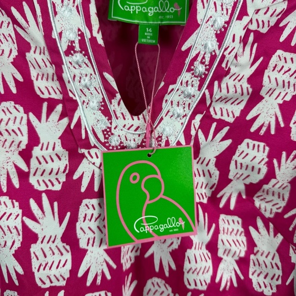 Cappagallo Short Sleeve Pink and White Pineapple Dress Size 14 - Picture 4 of 7